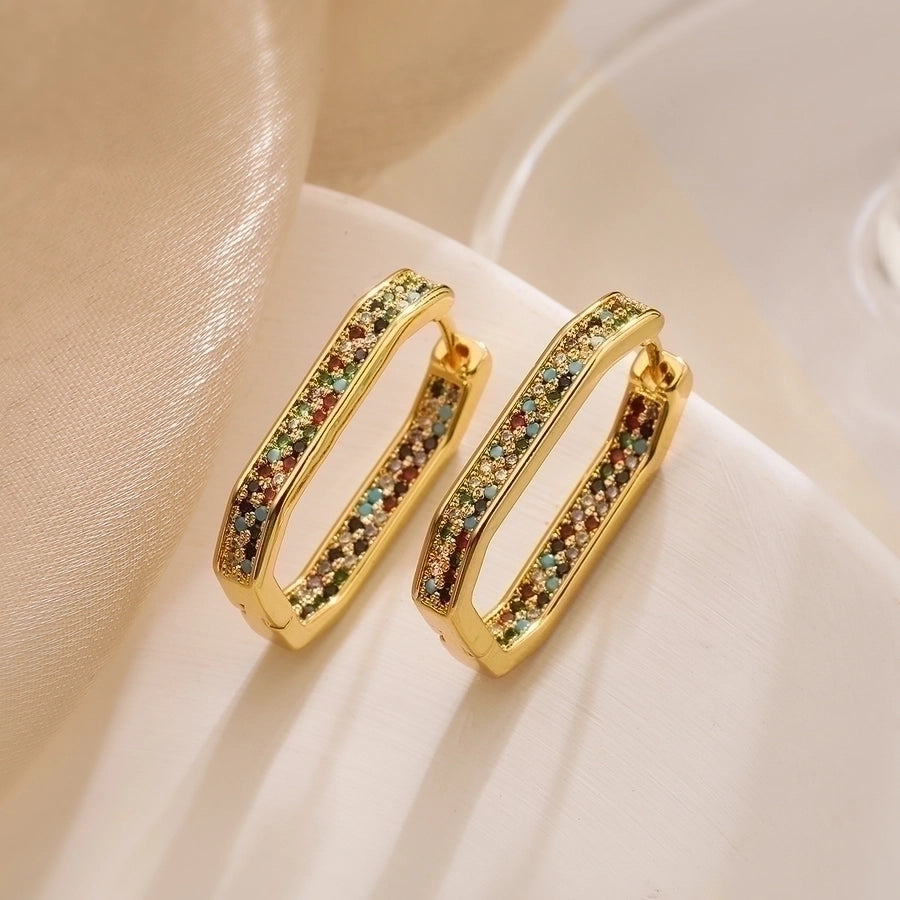1 Pair Simple Style Commute Geometric Plating Inlay Copper Zircon Earrings