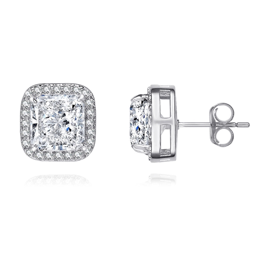 Foxi Cube Sugar Design 925 Sterling Silver Material Ice Flower Cut Zircon Women's Stud Earrings