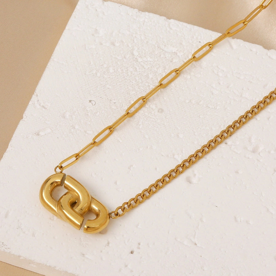 Hot Selling Crossed Circle Stainless Steel Earrings Female Furnace Vacuum Vapor Plating 18K Gold Earrings Necklace Suit