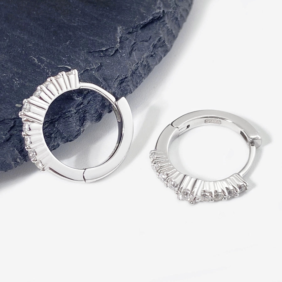 Foxi Classic Look round Zircon Inlaid 925 Sterling Silver Material Women's Gold Plated Ear Ring