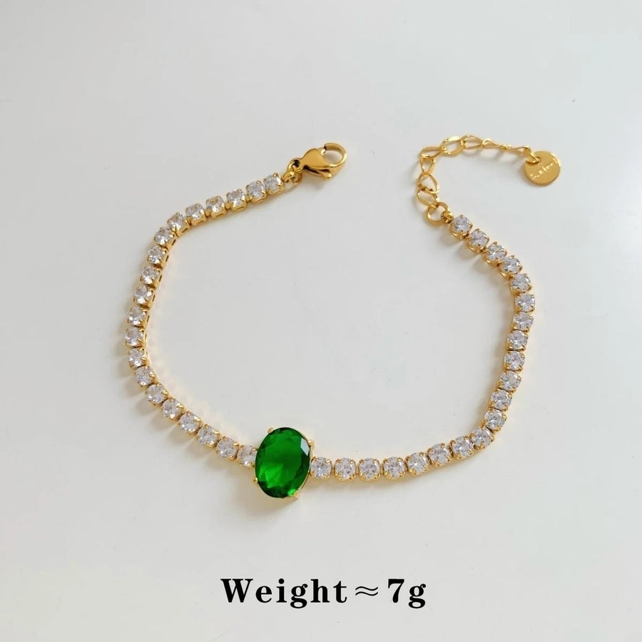 Elegant Modern Style Geometric 304 Stainless Steel 16K Gold Plated White Gold Plated Gold Plated Zircon Bracelets In Bulk