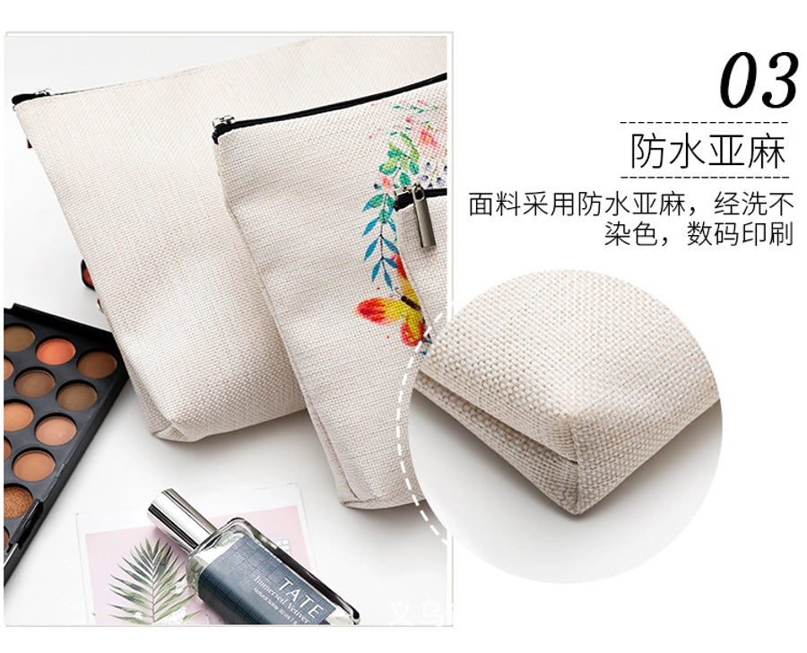 new modern simple style letter printing cotton and linen waterproof cosmetic bag   zipper storage bag