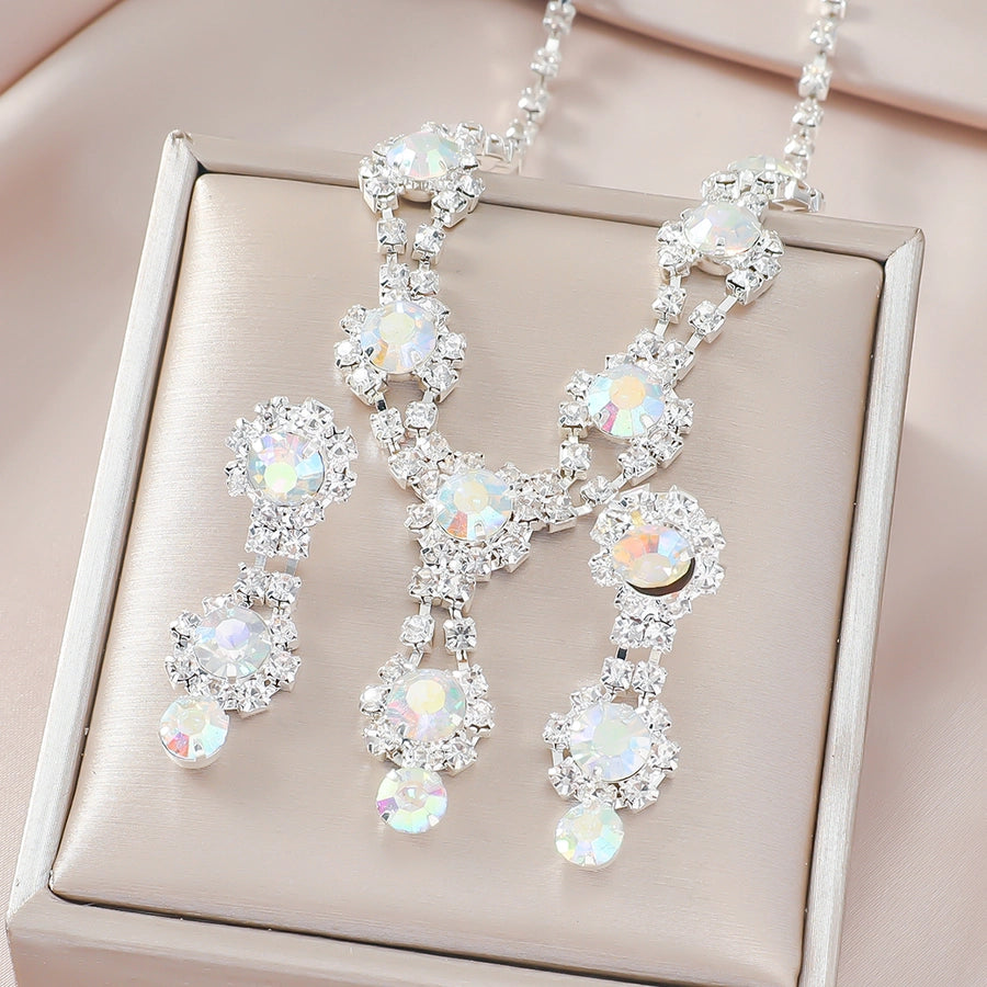 Elegant Luxurious Queen Geometric Alloy Rhinestones Silver Plated Women's