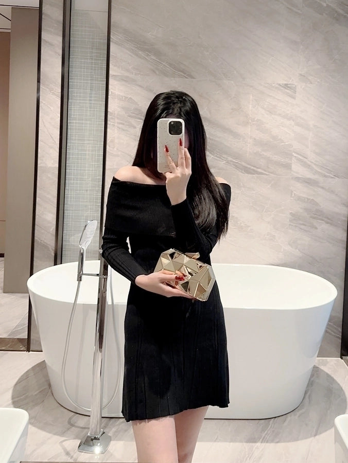 Gold Silver Alloy Solid Color Metal Button Evening Bags