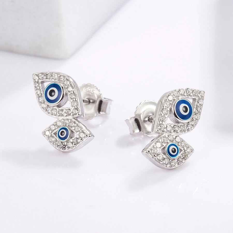 1 Piece Classical Funny Eye Octopus Plating Inlay Sterling Silver Zircon White Gold Plated Ear Studs