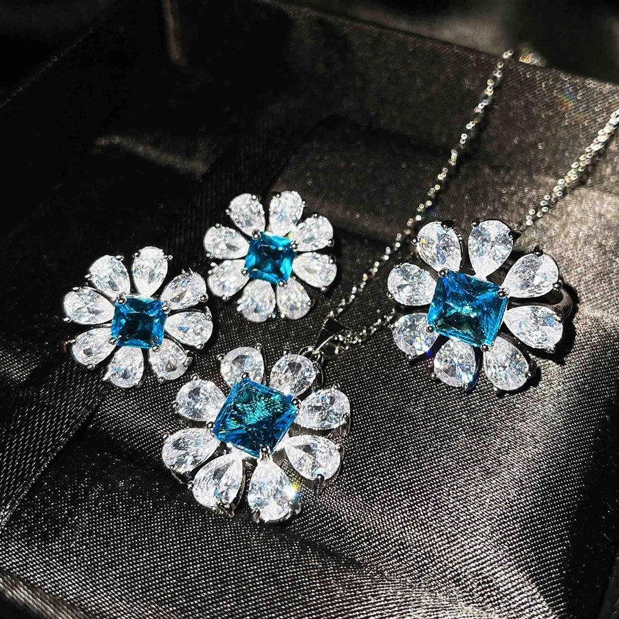 Copper Flower Gem Crystal Jewelry Sets