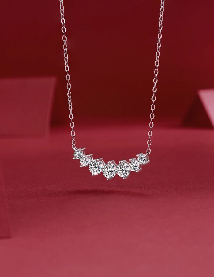 lady solid color sterling silver inlay moissanite necklace