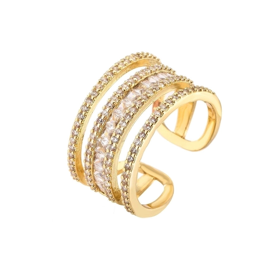 sweet heart shape copper plating inlay zircon open ring 1 piece