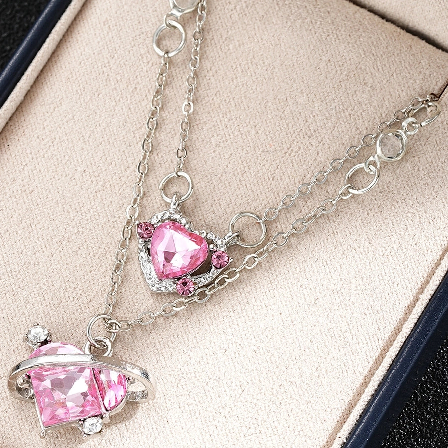 Elegant Heart Shape Alloy Rhinestone  Pendant Necklace