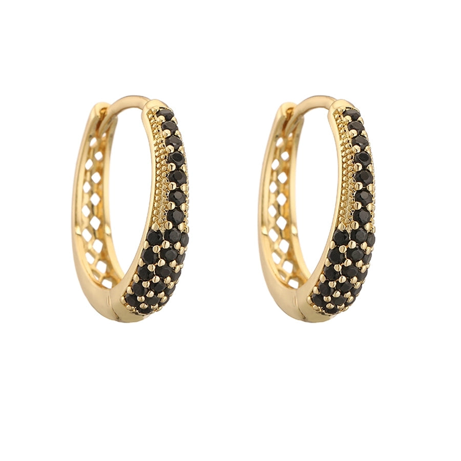 Luxury Copper Inlaid Color Diamond Oval Ear Clip Earrings Special-Interest Design Hollow U-Shaped Earrings Eardrops Direct Sales