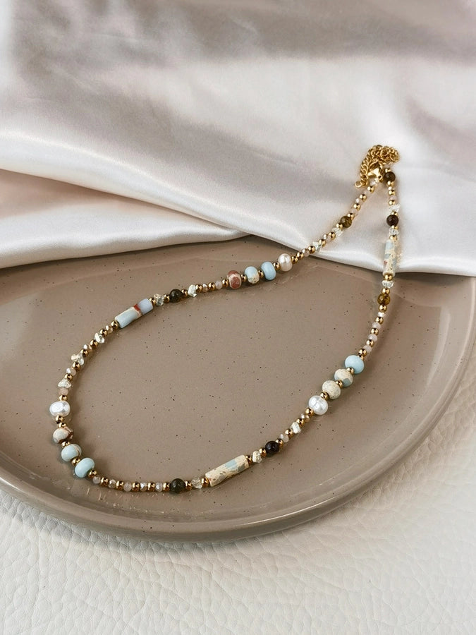natural stone Freshwater Pearl Simple Style Beaded Geometric Necklace
