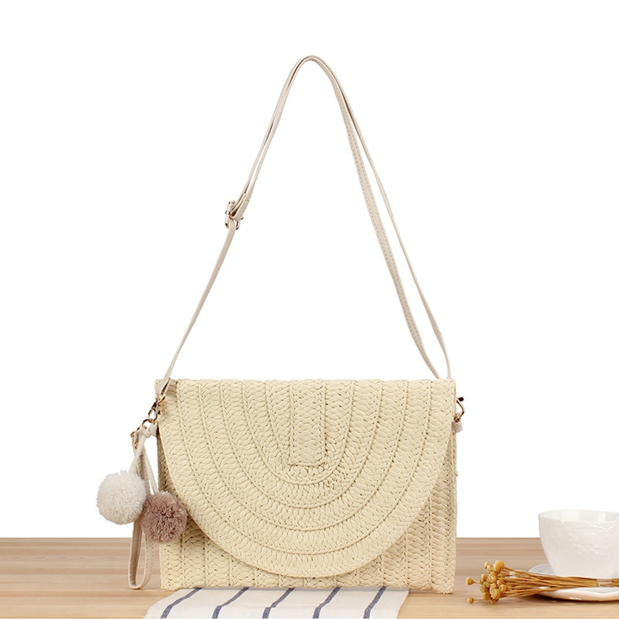 Women's Basic Beach Solid Color Paper string Shopping bags