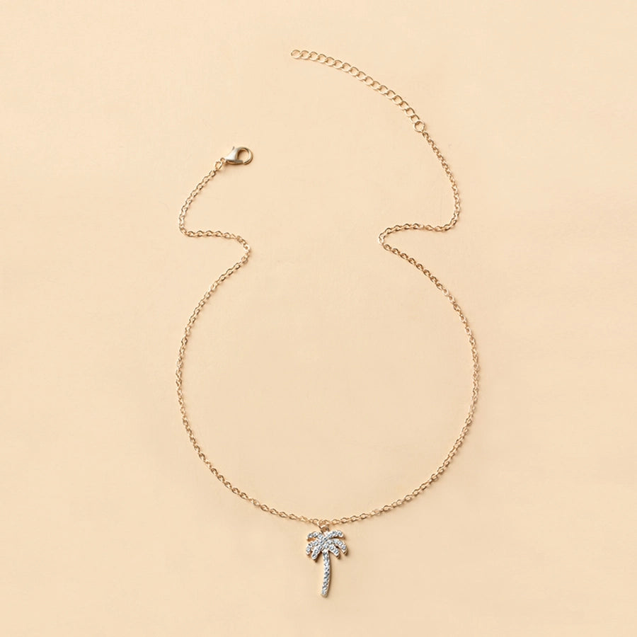 simple style coconut tree alloy inlay rhinestones women's pendant necklace