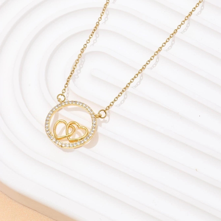 Copper 18K Gold Plated Heart Shape Zircon Pendant Necklace