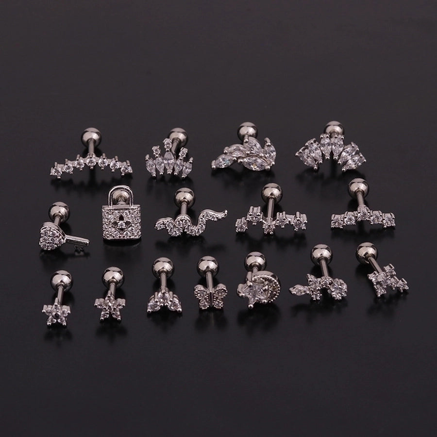 1 Piece Ear Cartilage Rings & Studs Geometric 316L Stainless Steel  Copper Inlaid Zircon