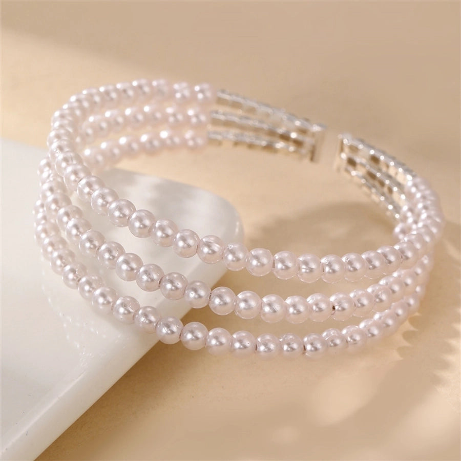 modern style simple style triangle water droplets bow knot artificial gemstones artificial pearl inlay rhinestones pearl women's bangle