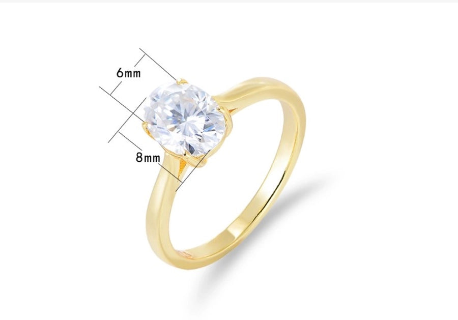 simple style commute oval sterling silver inlay zircon rings