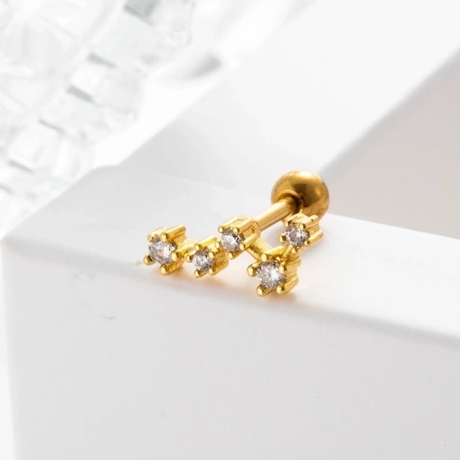 1 Piece Ear Cartilage Rings & Studs Geometric 316L Stainless Steel  Copper Inlaid Zircon