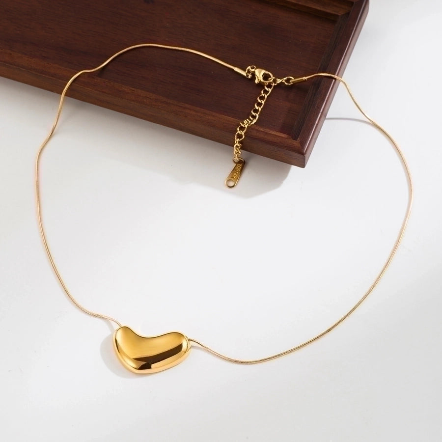 simple style geometric round heart shape stainless steel plating 14k gold plated pendant necklace