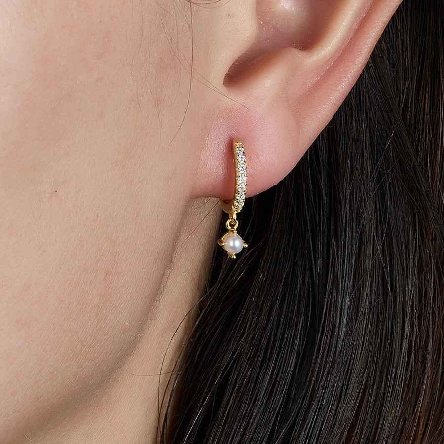 1 pair cute luxurious queen solid color plating inlay sterling silver zircon 18k gold plated drop earrings