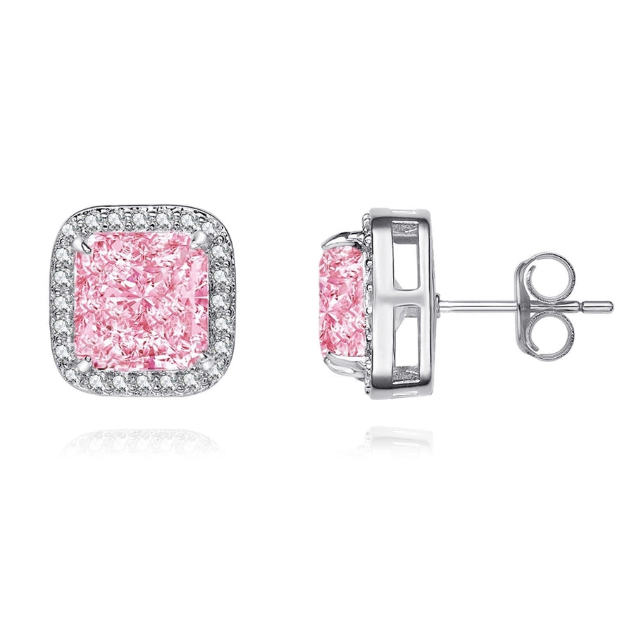 Foxi Cube Sugar Design 925 Sterling Silver Material Ice Flower Cut Zircon Women's Stud Earrings