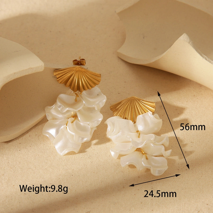 1 Pair Retro Simple Style Solid Color Inlay 304 Stainless Steel Acrylic 18K Gold Plated Ear Studs