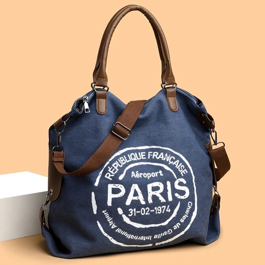 Women's Medium Canvas Letter Basic Classic Style Square Zipper Crossbody Bag