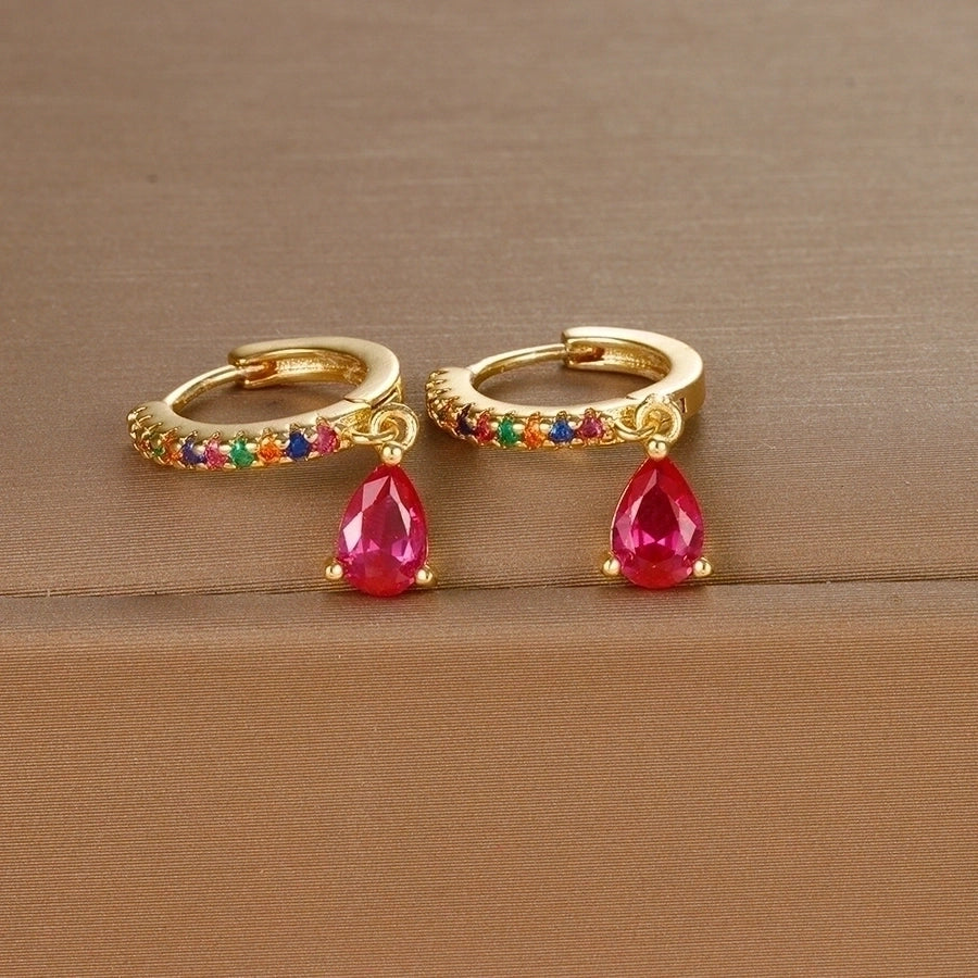 1 pair ig style shiny water droplets plating inlay stainless steel zircon drop earrings
