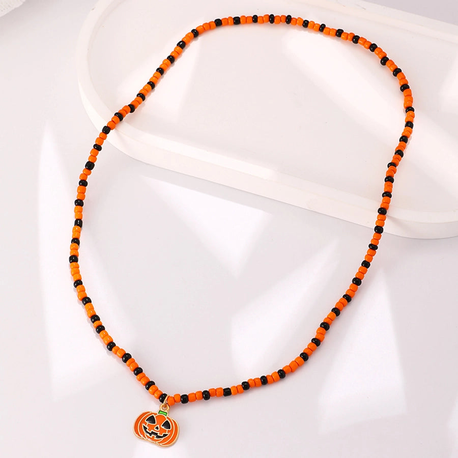 Funny Simple Style Pumpkin Skull Alloy Glass Halloween Women's Bracelets Necklace