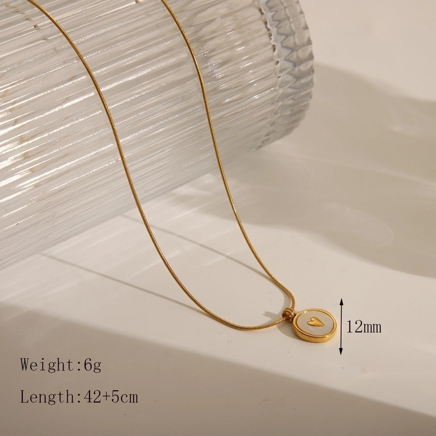 Jewelry Casual Basic Commute Heart Shape 304 Stainless Steel Shell 14K Gold Plated Relief Pendant Necklace