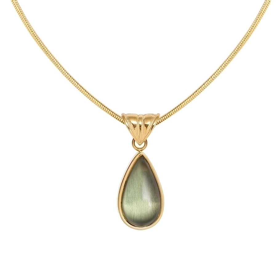 Jewelry Elegant Simple Style Water Droplets 304 Stainless Steel Glass Plating Inlay Pendant Necklace