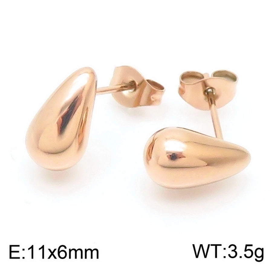 1 Pair Basic Water Droplets Stainless Steel 18K Gold Plated Ear Studs