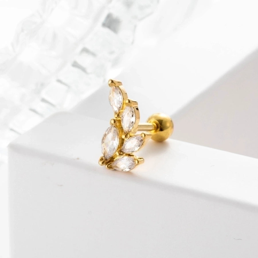1 Piece Ear Cartilage Rings & Studs Geometric 316L Stainless Steel  Copper Inlaid Zircon