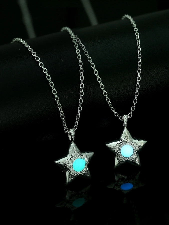 Novelty Simple Style Streetwear Star Moon Heart Shape Zinc alloy  Pendant Necklace