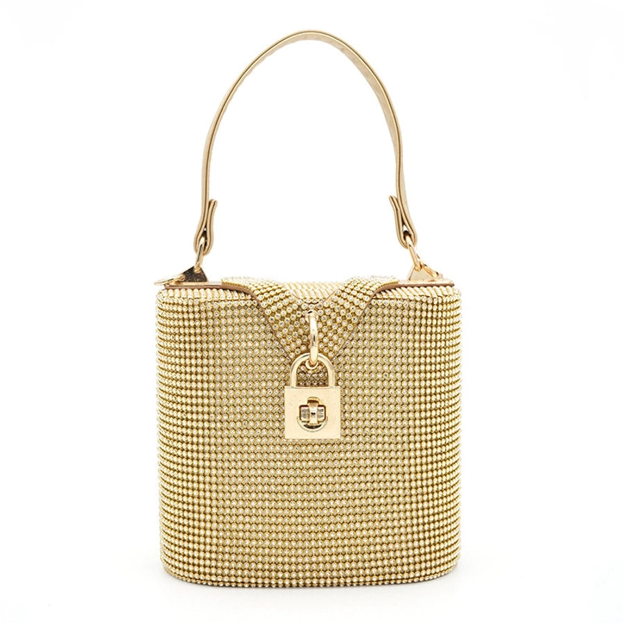 Rhinestone satin Solid Color Bucket Evening Bags