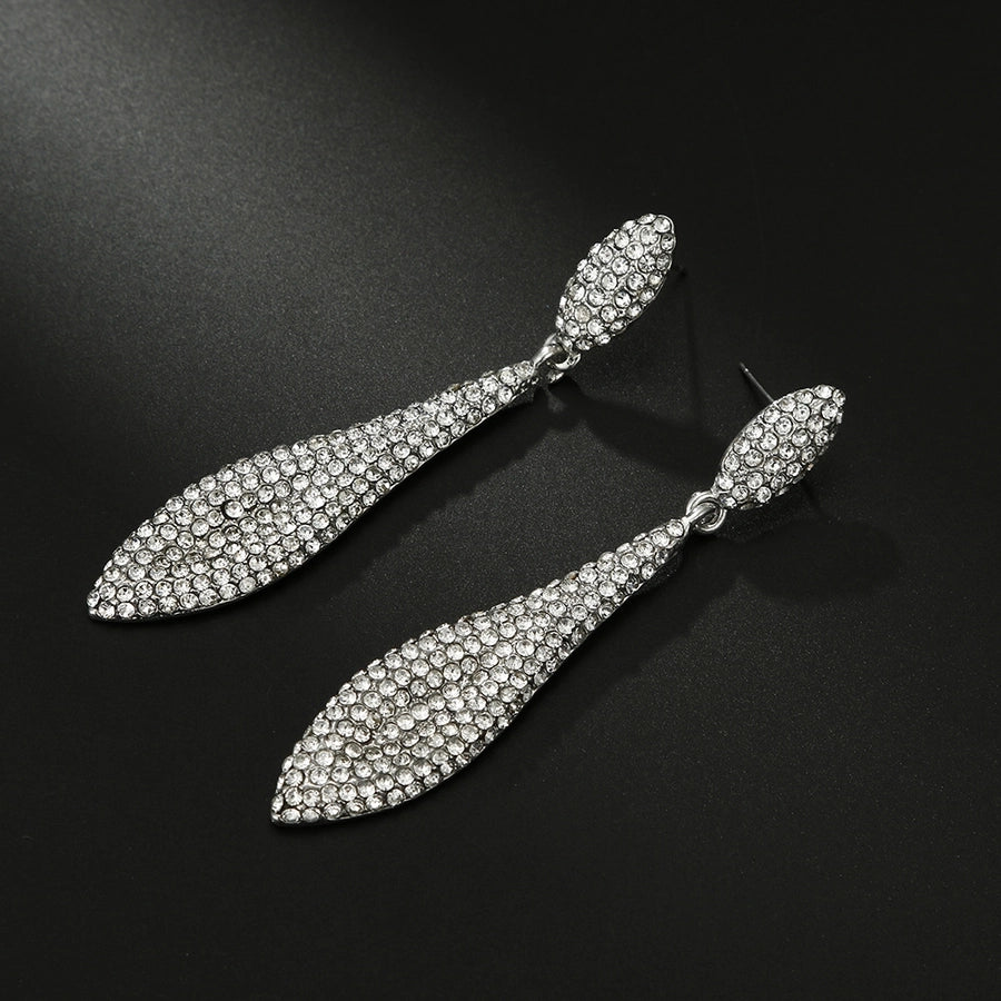 1 pair luxurious water droplets plating inlay alloy rhinestones drop earrings