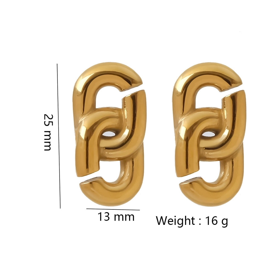 Hot Selling Crossed Circle Stainless Steel Earrings Female Furnace Vacuum Vapor Plating 18K Gold Earrings Necklace Suit