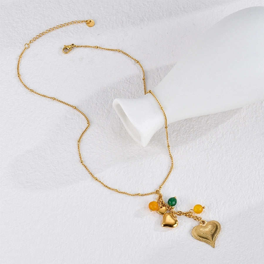 Jewelry Retro Simple Style Sun Heart Shape 304 Stainless Steel 18K Gold Plated Pendant Necklace