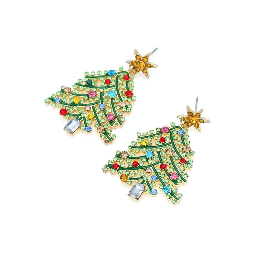 fashion christmas tree alloy rhinestones women's drop earrings 1 pair