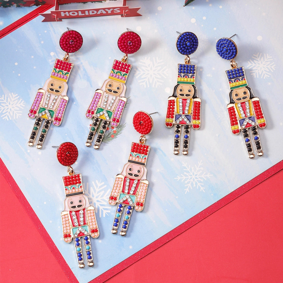 1 piece vintage style christmas tree enamel plating inlay alloy plastic glass glass pearl gold plated silver plated drop earrings