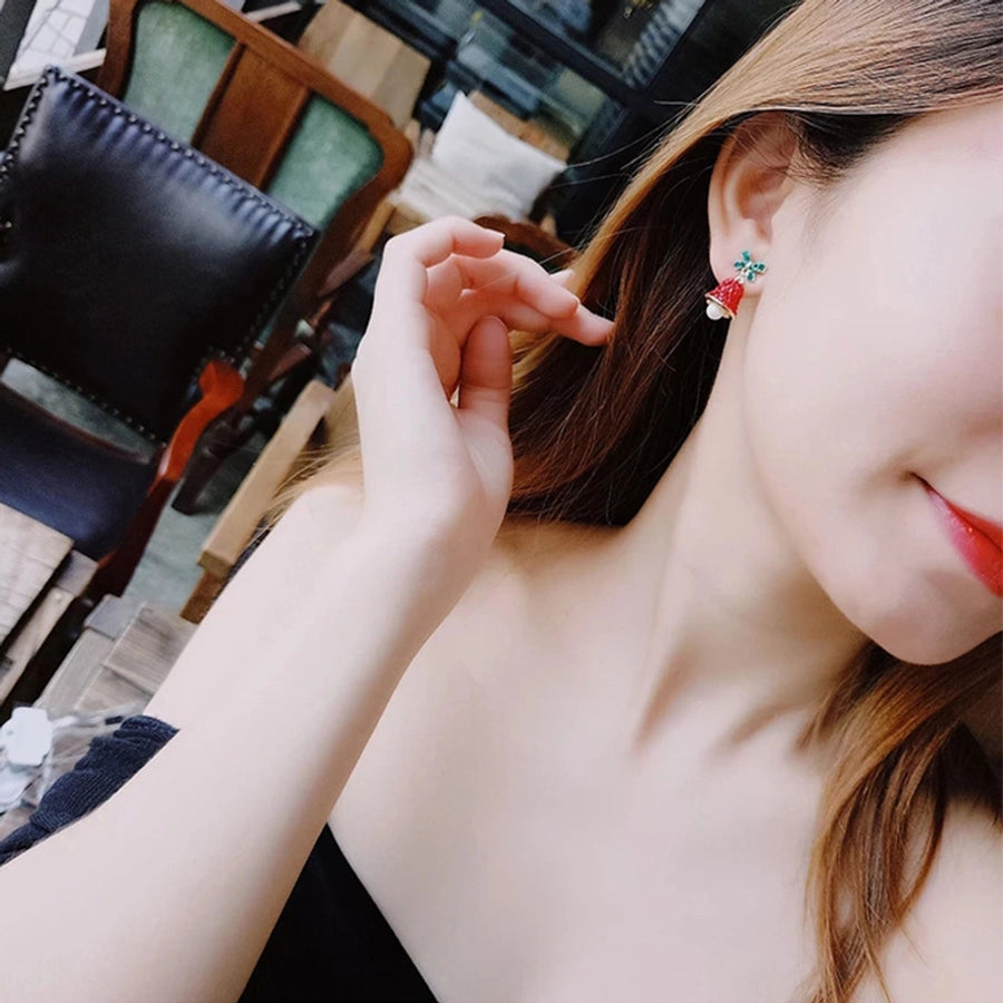 jewelry cute bow knot bell alloy rhinestones enamel plating inlay drop earrings