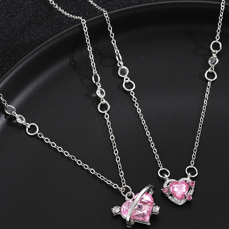 Elegant Heart Shape Alloy Rhinestone  Pendant Necklace