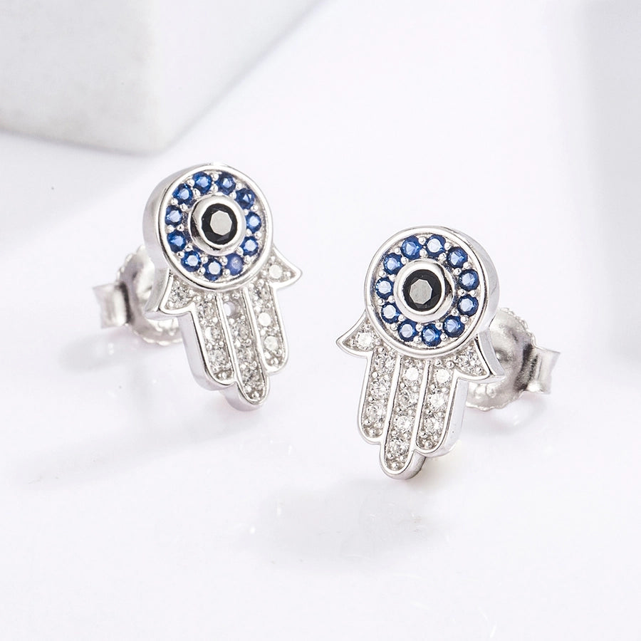 1 Piece Classical Funny Eye Octopus Plating Inlay Sterling Silver Zircon White Gold Plated Ear Studs