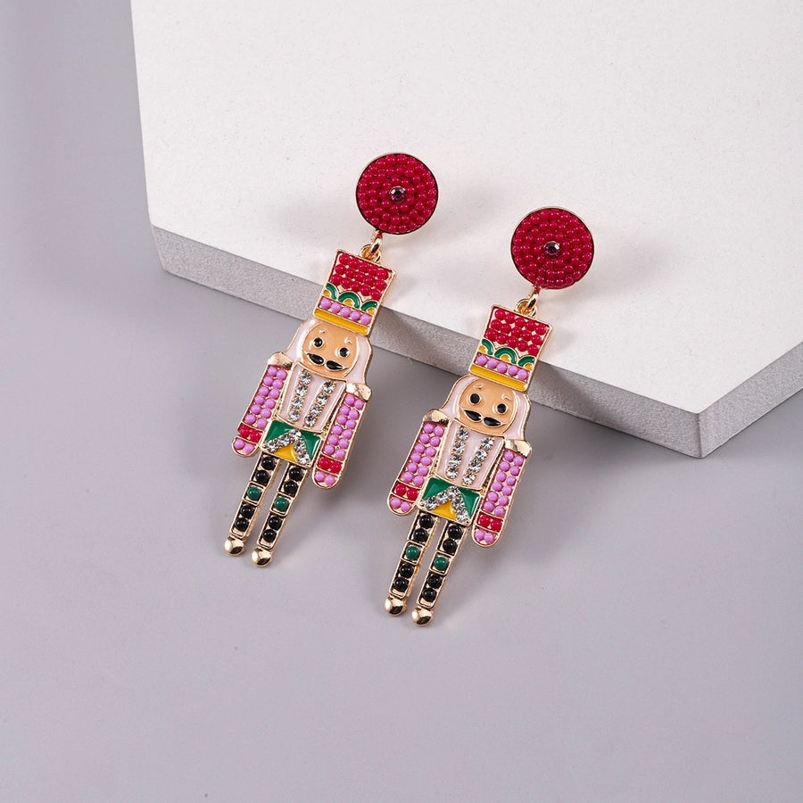 1 piece vintage style christmas tree enamel plating inlay alloy plastic glass glass pearl gold plated silver plated drop earrings