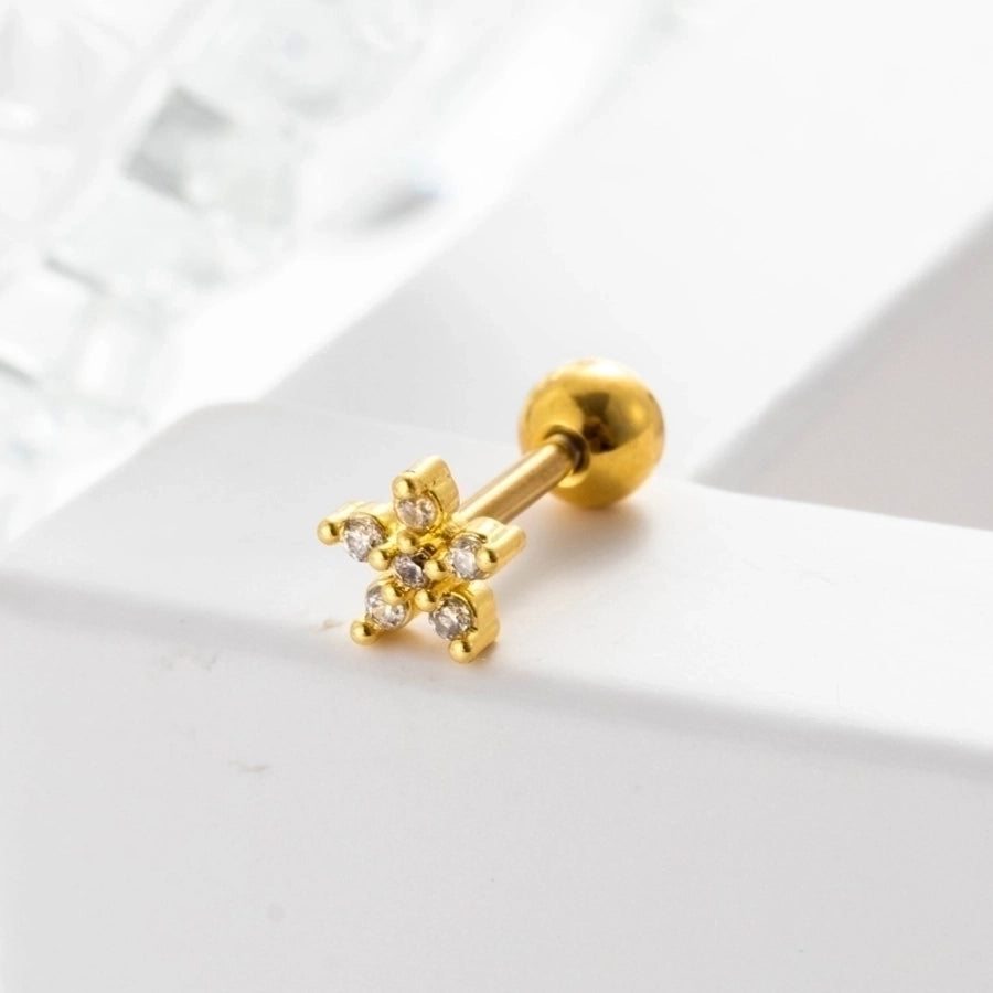 1 Piece Ear Cartilage Rings & Studs Geometric 316L Stainless Steel  Copper Inlaid Zircon