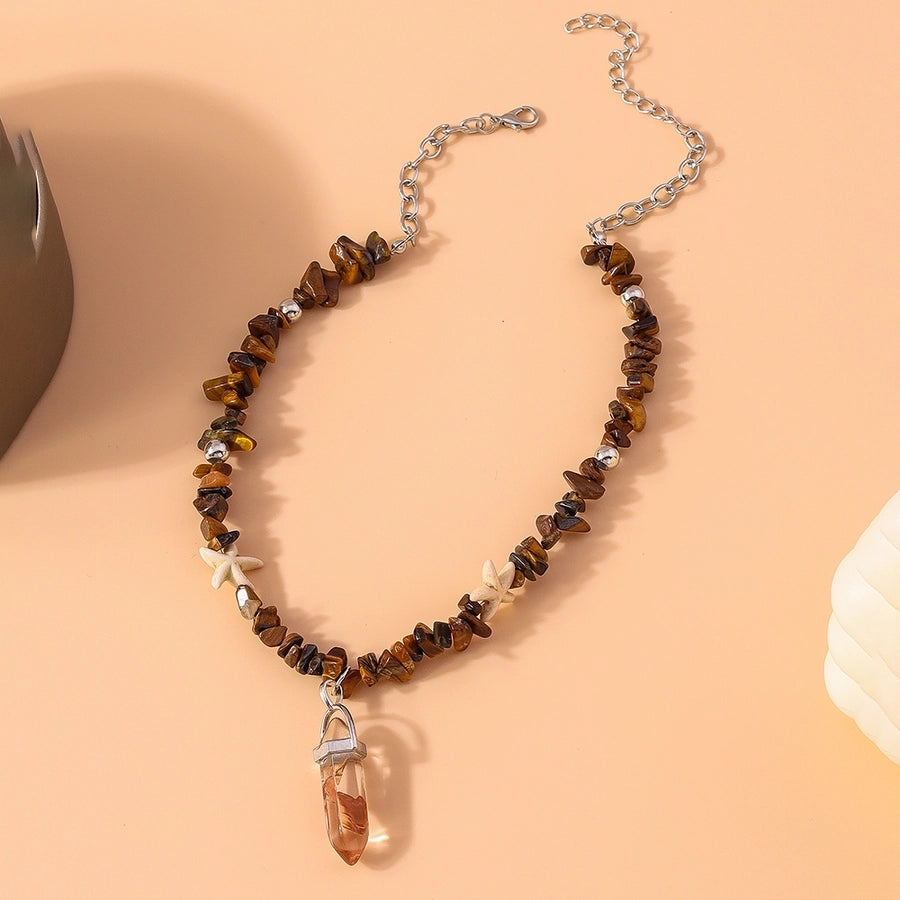 Retro Marine Style Simple Style Geometric Artificial Crystal Resin  Pendant Necklace