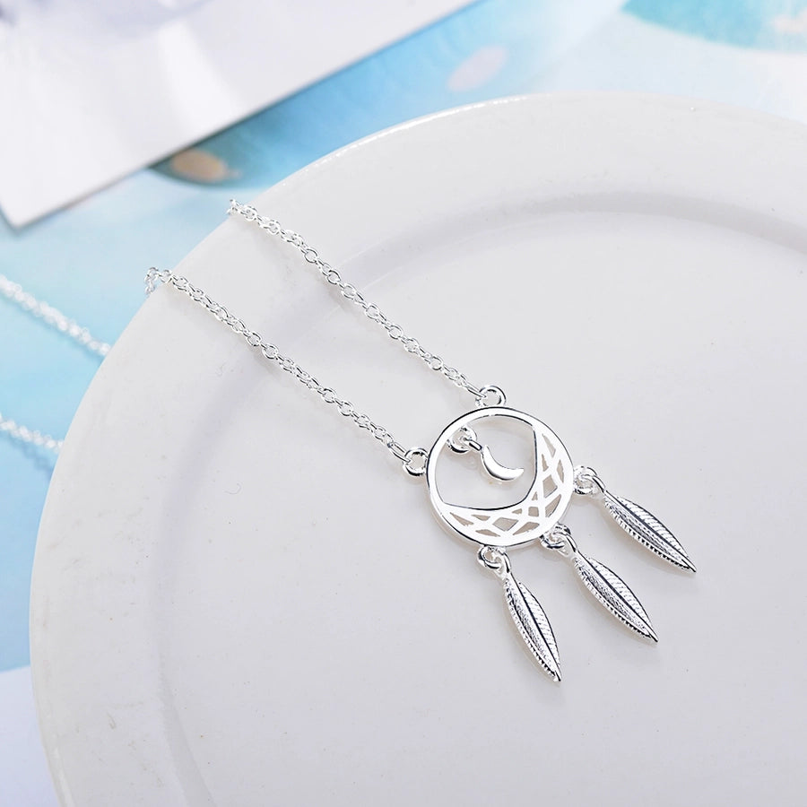 Copper Gold Plated Plating Leaf Pendant Necklace