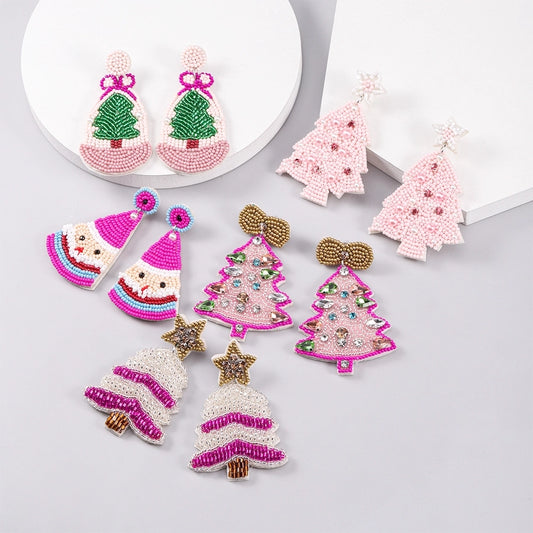 simple style classic style christmas tree inlay plastic cloth glass rhinestones silver plated drop earrings