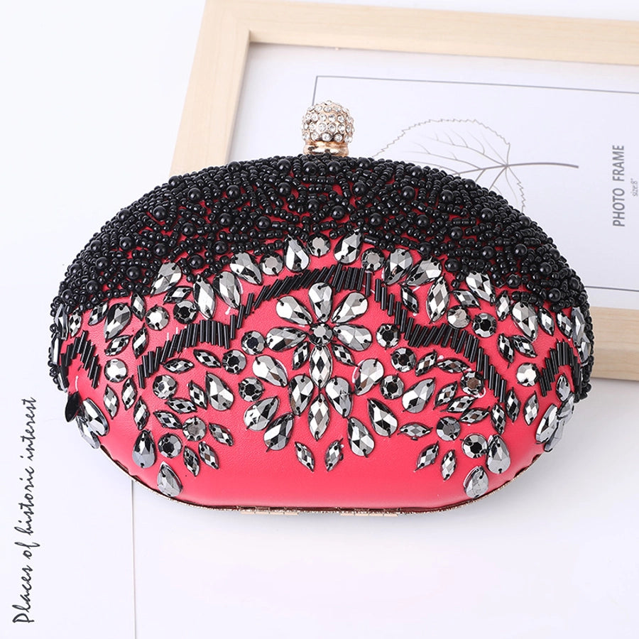 Women's ABS PC Color Block Elegant Oval Lock clasp Dome Bag
