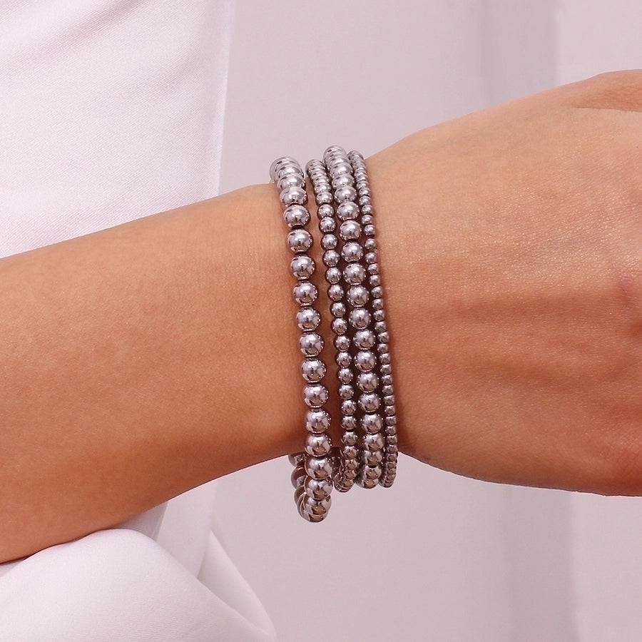 Fashion Round 304 Stainless Steel 18K Gold Plated Bracelets In Bulk
